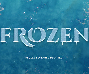 Frozen PSD Fully Editable Text Effect. Layer Style PSD Mockup Template
