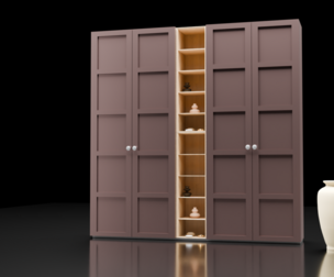 Closet wardrobe with original design and vases 3D model