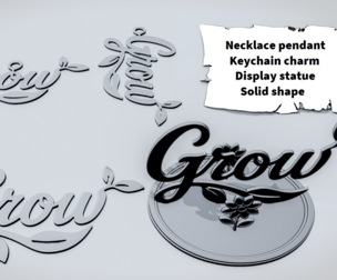 GROW Leaf Script Sign