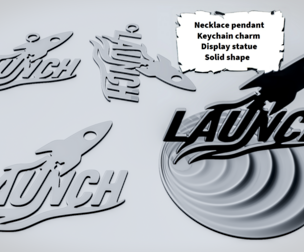 LAUNCH Rocket Word Sign