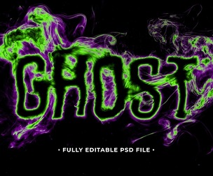 Ghost Smoke PSD Fully Editable Text Effect. Layer Style PSD Mockup Template