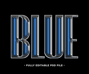 Glossy Blue PSD Fully Editable Text Effect. Layer Style PSD Mockup Template