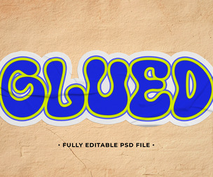 Glued PSD Fully Editable Text Effect. Layer Style PSD Mockup Template