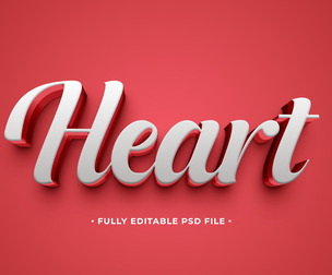 Heart PSD Fully Editable Text Effect. Layer Style PSD Mockup Template