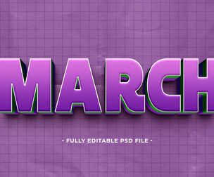 March PSD Fully Editable Text Effect. Layer Style PSD Mockup Template