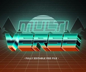 Retro Multiverse PSD Fully Editable Text Effect. Layer Style PSD Mockup Template