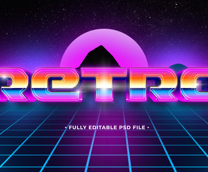 Retro Space PSD Fully Editable Text Effect. Layer Style PSD Mockup Template