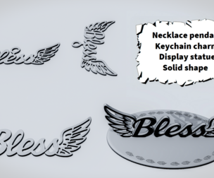 BLESS Winged Script Sign