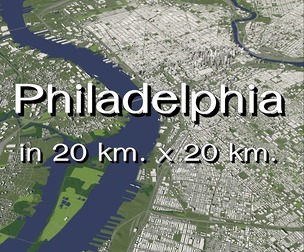 Philadelphia USA in 20 km. x 20 km. - City and urban
