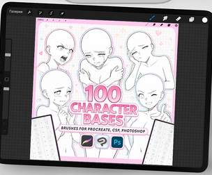 100 Character Base Pack for Procreate, Pose and Expression Stamps, Clip Studio Paint, Photoshop, PNG