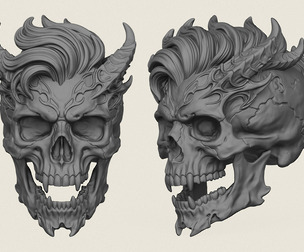 Modern Demon Skull