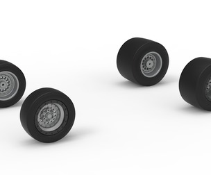 Wheel Set of Vintage Pavement Silver Crown Car Scale 1:25