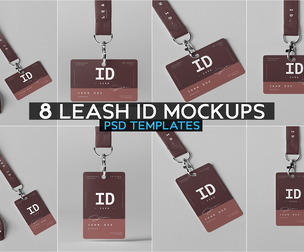 8 Leash ID Card Mockup PSD Templates - Professional High-End Lanyard & Personnel Badge