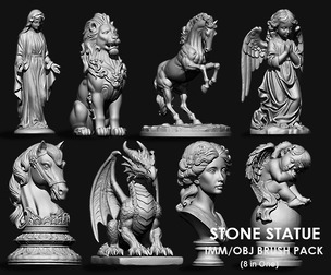 Stone Statues Collection IMM/Obj Brush Pack 8 in One