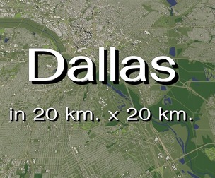 Dallas USA in 20 km. x 20 km.  - City and urban
