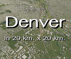 Denver USA in 20 km. x 20 km.  - City and urban