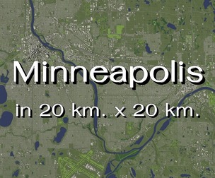 Minneapolis Minnesota USA in 20 km. x 20 km.  - City and urban