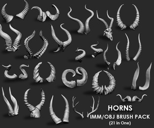 Horns Collection IMM/Obj Brush Pack 21 in One