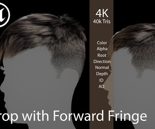 Textured Crop with Forward Fringe - Game-Ready Real-Time Hair
