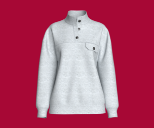 Girls Mock-Neck Sweatshirt With Button Placket | Marvelous / Clo3d / obj / fbx