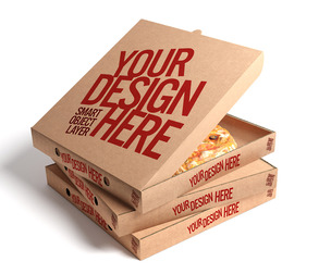 Pizza Box Mockup PSD Template - Professional High-End Takeaway & Delivery Packaging