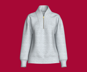 Girls Melange Half-Zip Drop Shoulder Sweatshirt | Marvelous / Clo3d / obj / fbx