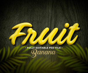 Banana PSD Fully Editable Text Effect. Layer Style PSD Mockup Template