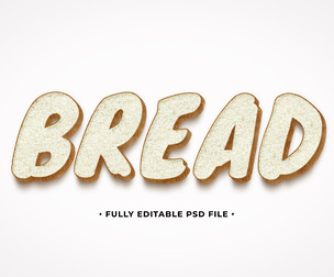 Bread PSD Fully Editable Text Effect. Layer Style PSD Mockup Template