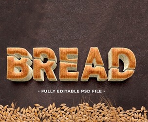 Bread PSD Fully Editable Text Effect. Layer Style PSD Mockup Template
