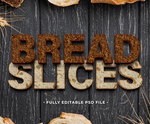 Bread Slices PSD Fully Editable Text Effect. Layer Style PSD Mockup Template