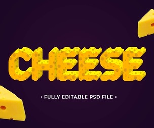 Cheese PSD Fully Editable Text Effect. Layer Style PSD Mockup Template