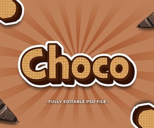 Choco PSD Fully Editable Text Effect. Layer Style PSD Mockup Template