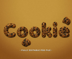 Cookie PSD Fully Editable Text Effect. Layer Style PSD Mockup Template
