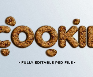 Cookie PSD Fully Editable Text Effect. Layer Style PSD Mockup Template