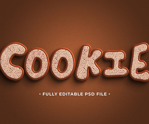 Cookie PSD Fully Editable Text Effect. Layer Style PSD Mockup Template