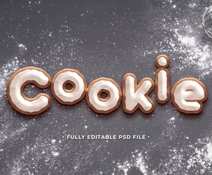 Cookie PSD Fully Editable Text Effect. Layer Style PSD Mockup Template