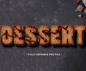 Dessert PSD Fully Editable Text Effect. Layer Style PSD Mockup Template