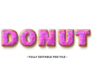 Donut PSD Fully Editable Text Effect. Layer Style PSD Mockup Template