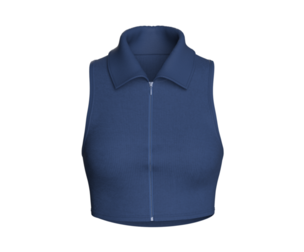 Girls Ribbed Sleeveless Zip-Up Polo Crop Top | Marvelous / Clo3d / obj / fbx