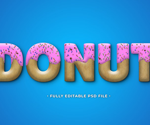 Donut PSD Fully Editable Text Effect. Layer Style PSD Mockup Template