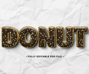 Donut PSD Fully Editable Text Effect. Layer Style PSD Mockup Template