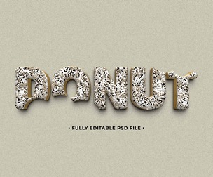 Donut PSD Fully Editable Text Effect. Layer Style PSD Mockup Template