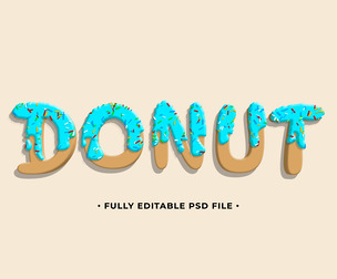 Donut PSD Fully Editable Text Effect. Layer Style PSD Mockup Template
