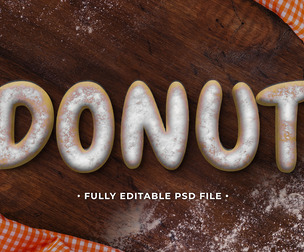 Donut PSD Fully Editable Text Effect. Layer Style PSD Mockup Template