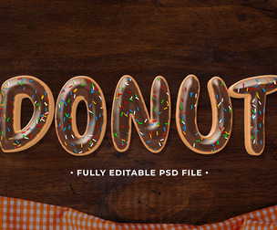 Donut PSD Fully Editable Text Effect. Layer Style PSD Mockup Template