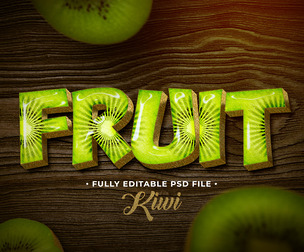 Kiwi PSD Fully Editable Text Effect. Layer Style PSD Mockup Template