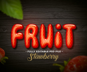 Strawberry PSD Fully Editable Text Effect. Layer Style PSD Mockup Template