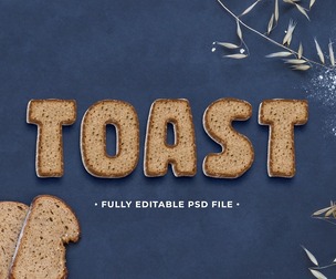 Toast PSD Fully Editable Text Effect. Layer Style PSD Mockup Template