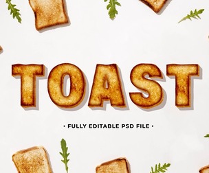 Toast PSD Fully Editable Text Effect. Layer Style PSD Mockup Template