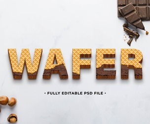 Wafer PSD Fully Editable Text Effect. Layer Style PSD Mockup Template